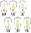 ascher vintage led edison bulbs - dimmable 6w st58 filament bulbs with e26 medium base and bright daylight white 4000k - pack of 6 logo