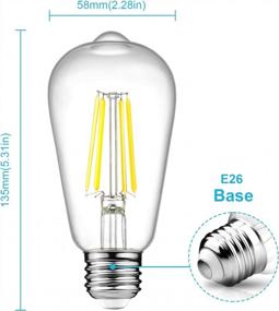 img 3 attached to Ascher Vintage LED Edison Bulbs - Dimmable 6W ST58 Filament Bulbs With E26 Medium Base And Bright Daylight White 4000K - Pack Of 6