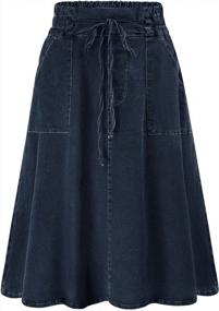img 4 attached to KANCY KOLE Women Casual Cotton Linen Skirts Frill Tie Waist A-Line Midi Skirt With Pockets S-XXL