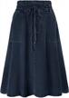 kancy kole women casual cotton linen skirts frill tie waist a-line midi skirt with pockets s-xxl logo