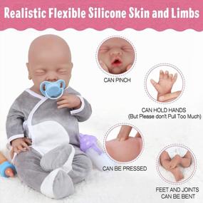 img 1 attached to Vollence 18-дюймовый реалистичный кукла-младенец: силикон, реалистичные глаза, замкнувшийся мальчик