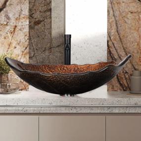 img 3 attached to Leaf Shaped Brown Vessel Sink With Faucet, Mounting Ring, And Pop Up Drain - Unique Bathroom Bowl Basin