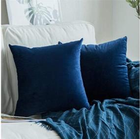 img 2 attached to Plush Velvet Pillow Covers - Set Of 2 Cozy & Comfortable Cushion Cases For Living Room Sofa In Dark Blue 18"X18