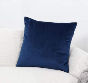 img 1 attached to Plush Velvet Pillow Covers - Set Of 2 Cozy & Comfortable Cushion Cases For Living Room Sofa In Dark Blue 18"X18