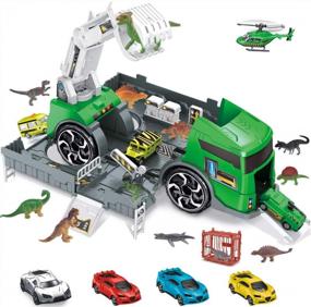 img 4 attached to Приготовьтесь к приключениям с набором из 25 игрушек-грузовиков с динозаврами Gifts2U - идеально подходит для мальчиков 3-8 лет!