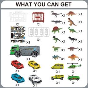 img 3 attached to Приготовьтесь к приключениям с набором из 25 игрушек-грузовиков с динозаврами Gifts2U - идеально подходит для мальчиков 3-8 лет!