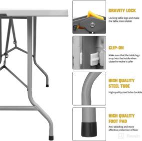 img 3 attached to 6ft Portable Heavy Duty Plastic Folding Table - Fold-in-Half Utility Table for Indoor Outdoor Use, Picnic, Camping, and Parties - White