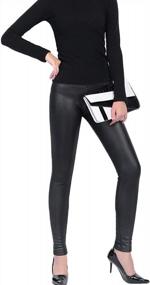 img 1 attached to Thick Velvet Faux Leather Leggings With Fleece Lining: Winter Warm Pants For Women By Weigou
