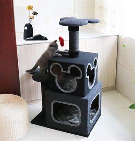 img 1 attached to 🏰 Enhance Your Home with the Penn-Plax Disney Cubical Cat Condo – Multilevel Lounging Towers, Sisal Scratching Posts, and Swatting Toy in Gray: Experience the Enchantment of Disney!