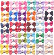 🐶 yaka 60pcs (30 pairs) cute puppy dog small bowknot hair bows with rubber bands (or clips) - handmade hair accessories for pets, grooming products (60 pcs, cute patterns) - rubber bands style 5 логотип