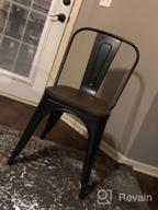 картинка 1 прикреплена к отзыву JUMMICO Металлический стул для обеденного стола, стол стапельный индустриальный винтажный кухонный стул для внутренних и наружных помещений, бистро, кафе, сиденья со спинкой из дерева, набор из 4 шт. (золотой черный) от James Jack