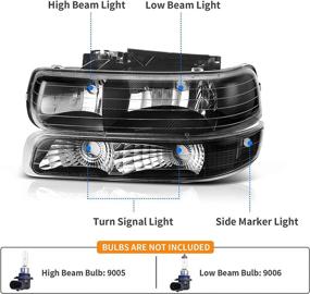 img 2 attached to 🚘 DWVO Headlight Assembly for 1999-2002 Chevy Silverado / 2000-2006 Chevrolet Tahoe Suburban, Including Bumper Lights, with Clear Reflectors and Black Housing