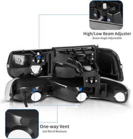 img 1 attached to 🚘 DWVO Headlight Assembly for 1999-2002 Chevy Silverado / 2000-2006 Chevrolet Tahoe Suburban, Including Bumper Lights, with Clear Reflectors and Black Housing