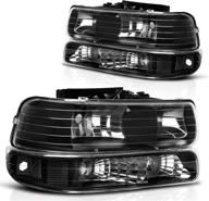 🚘 dwvo headlight assembly for 1999-2002 chevy silverado / 2000-2006 chevrolet tahoe suburban, including bumper lights, with clear reflectors and black housing логотип