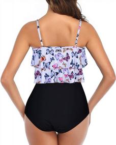 img 3 attached to Women'S Tankini Swimsuit Two Piece Set - Flounce Ruffled Top High Waisted Bottoms Bikini