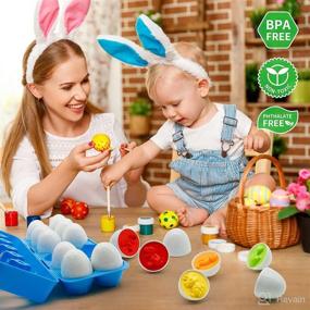 img 1 attached to 🥚 MOONTOY Matching Eggs Toy for Toddlers with Holder - 12PCS Dinosaur Color Shape Match Toy - Kid Play Sorting Egg Puzzle Sorter Game - STEM Educational Easter Gift for 12-18 Month 1-3 Year Old Baby Boys and Girls