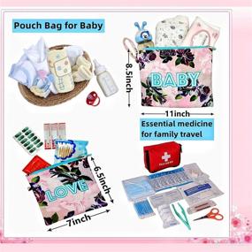 img 3 attached to Versatile 6 Pcs Diaper Bag Organizer Set: Pink Floral Print, Clothes, Bottles, Wet Bag Cloth Diapers, & Baby Essentials Clutch - Waterproof Wet Dry Bag