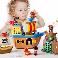 iplay, ilearn large pirate ship toys, kids pretend adventure playset w/ figures, boat, island &treasure, toddler imaginative play w/ light sound, birthday gifts for age 2 3 4 5 6 year old boys girls logo