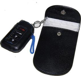 img 4 attached to Black Genuine Leather Faraday Bag, RFID Key Fob Signal Blocker Case - Car Key Antitheft Lock Device, RFID/WiFi/GSM/LTE/NFC Protector