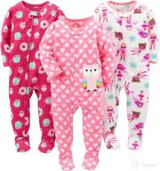 pack of 3 simple joys by carter's loose-fit flame resistant fleece footed pajamas for toddlers and baby girls логотип