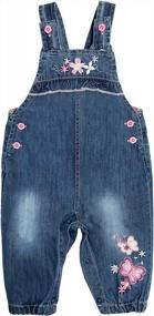 img 2 attached to 3M-3Y Baby Girls Denim Overalls Jumpsuit W/ Bow Bib Pants Jeans