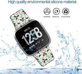 img 2 attached to 🎄 22 мм Рождественские цветочные ремешки для Fitbit Versa / Fitbit Versa 2 / Fitbit Versa Lite - совместимые и стильные силиконовые ремешки с печатью Рождественского фруктового орнамента для мужчин, женщин и девочек, от производителя DOO UC.