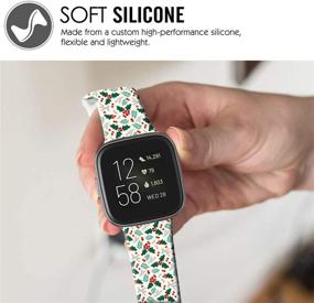 img 1 attached to 🎄 22 мм Рождественские цветочные ремешки для Fitbit Versa / Fitbit Versa 2 / Fitbit Versa Lite - совместимые и стильные силиконовые ремешки с печатью Рождественского фруктового орнамента для мужчин, женщин и девочек, от производителя DOO UC.