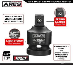 img 3 attached to 🔧 ARES 70170 - 1/2-Inch F to 3/8-Inch M Impact Socket Adapter: Durable Chrome Molybdenum Steel Construction, ANSI Compliant for Lifelong Performance