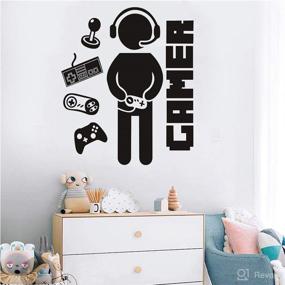 img 1 attached to 🎮 Gamer Boy Wall Sticker - Poorminer Eat Sleep Game Decal, Vinyl Art for Kids Room, Video Game Wall Poster, Lettering Murals for Boys Bedroom Playroom Home Decor (Gamer-6)