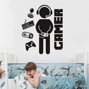 img 2 attached to 🎮 Gamer Boy Wall Sticker - Poorminer Eat Sleep Game Decal, Vinyl Art for Kids Room, Video Game Wall Poster, Lettering Murals for Boys Bedroom Playroom Home Decor (Gamer-6)