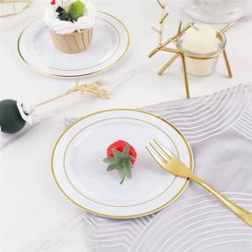 img 1 attached to Premium Gold Rimmed White Appetizer Plates - Set Of 120 Disposable 6.5 Inch Dessert Plates, Ideal For Weddings And Parties - By WELLIFE