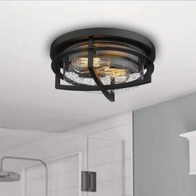 img 3 attached to Zeyu Black Ceiling Light Fixtures, 13 Inch Kitchen Flush Mount Light Fixture With Seeded Glass Cover, ZW17-F BK-R