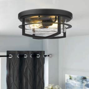 img 2 attached to Потолочные светильники Zeyu Black, 13-дюймовый кухонный светильник для скрытого монтажа со стеклянной крышкой из засеянного стекла, ZW17-F BK-R