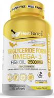 triglyceride omega 3 fish oil 2500 mg triple strength burpless high epa & dha, 120 soft gel capsules no fishy after taste - heart, joint and brain health logo