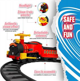 img 1 attached to Rollplay Electric Train Ride On For Kids Featuring Real Cold Water Steam, 22 Track Pieces, Detachable Caboose, Working Headlights And Sounds, With A Top Speed Of 1 MPH, Red