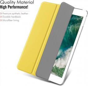 img 2 attached to 🍋 MoKo Case for iPad 9.7 6th/5th Generation 2018/2017 - Slim Lightweight Smart Shell Stand Cover with Translucent Frosted Back Protector, Lemon Yellow (Auto Wake/Sleep)