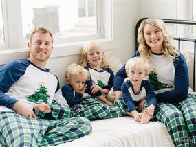 img 1 attached to 🎄 IFFEI Family Christmas Pajamas Sets: Letter Print Tops with Plaid Pants Sleepwear