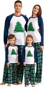 img 4 attached to 🎄 IFFEI Family Christmas Pajamas Sets: Letter Print Tops with Plaid Pants Sleepwear