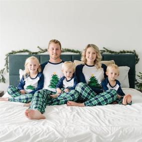 img 3 attached to 🎄 IFFEI Family Christmas Pajamas Sets: Letter Print Tops with Plaid Pants Sleepwear