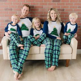 img 2 attached to 🎄 IFFEI Family Christmas Pajamas Sets: Letter Print Tops with Plaid Pants Sleepwear