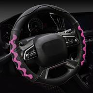 🚗 chulian microfiber leather steering wheel cover - breathable auto car steering wheel cover with 3d honeycomb anti-slip design - universal 15 inch - great grip for men and women (pink) logo