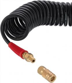img 1 attached to INTERTOOL 5.5 Mm X 25 Ft Polyurethane Recoil Air Hose And 2-Way Round Air Splitter Manifold With Coupler Connectors PT08-1707-1852