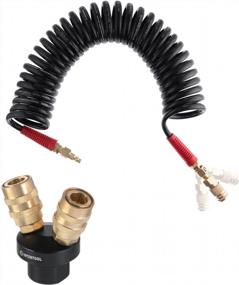 img 4 attached to INTERTOOL 5.5 Mm X 25 Ft Polyurethane Recoil Air Hose And 2-Way Round Air Splitter Manifold With Coupler Connectors PT08-1707-1852