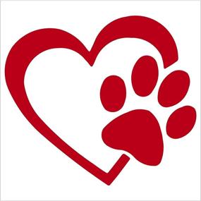 img 2 attached to 🐾 Dog Paw Heart Pet Decal Vinyl Sticker (4", RED) for Cars, Trucks, Windows, Walls, Laptops, and More