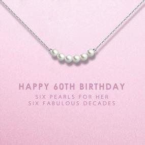 img 3 attached to Sterling Silver Necklace With 6 Pearls - 60Th Birthday Gift For Women, Jewelry Idea For Her 6 Decades Of Life