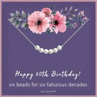 sterling silver necklace with 6 pearls - 60th birthday gift for women, jewelry idea for her 6 decades of life logo