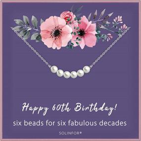 img 4 attached to Sterling Silver Necklace With 6 Pearls - 60Th Birthday Gift For Women, Jewelry Idea For Her 6 Decades Of Life