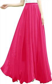 img 4 attached to Women'S Chiffon Maxi Skirt - Full/Ankle Length Elastic Pleated Retro Style