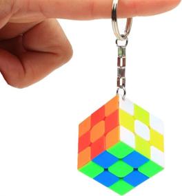 img 4 attached to Compact And Colorful 3X3 Rubik'S Cube Keychain For Speedcubing And Magic Shows - Stickerless And Fast Miniature Cube By CuberSpeed