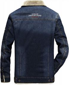 img 3 attached to Men'S Distressed Denim Trucker Jacket With Sherpa Lining And Rugged Button-Down Design By Hixiaohe